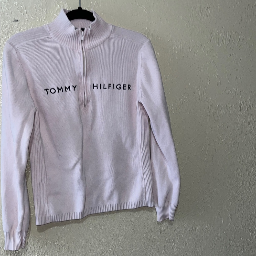 Tommy Hilfiger Light Pink Half-Zip Knit Pullover